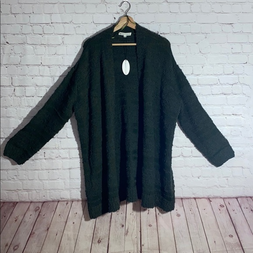 NWT Mesh + Lace Olive Green Open Cardigan‎